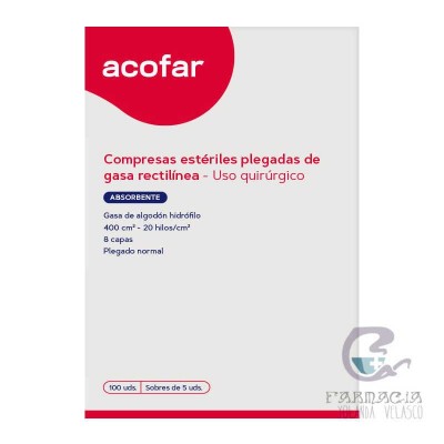Gasa Estéril Algodón Hidrófilo Compresas Acofar 100 unidades